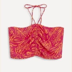 ReitmansxTheBirdsPapaya Pink & Orange Crop Halter Top Smock Back – Size XL NWoT